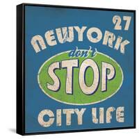 Newyork Stop Emblem Logo Graphic Design Athletic Sport Nyc Typography, T-Shirt Graphics, Vectors-emeget-Framed Stretched Canvas