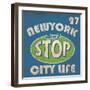 Newyork Stop Emblem Logo Graphic Design Athletic Sport Nyc Typography, T-Shirt Graphics, Vectors-emeget-Framed Art Print