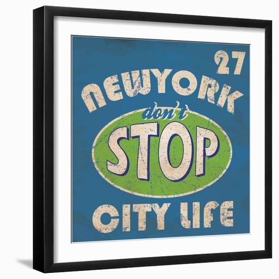Newyork Stop Emblem Logo Graphic Design Athletic Sport Nyc Typography, T-Shirt Graphics, Vectors-emeget-Framed Art Print