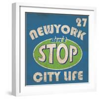 Newyork Stop Emblem Logo Graphic Design Athletic Sport Nyc Typography, T-Shirt Graphics, Vectors-emeget-Framed Art Print