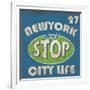 Newyork Stop Emblem Logo Graphic Design Athletic Sport Nyc Typography, T-Shirt Graphics, Vectors-emeget-Framed Art Print