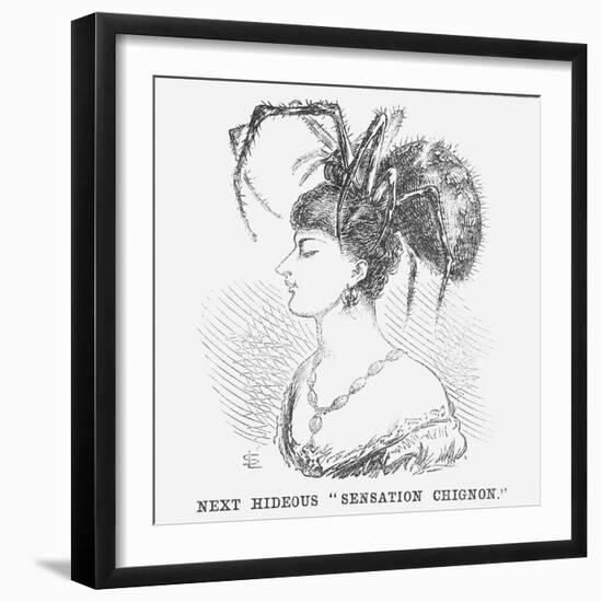 Next Hideous Sensation Chignon, 1867-Edward Linley Sambourne-Framed Giclee Print