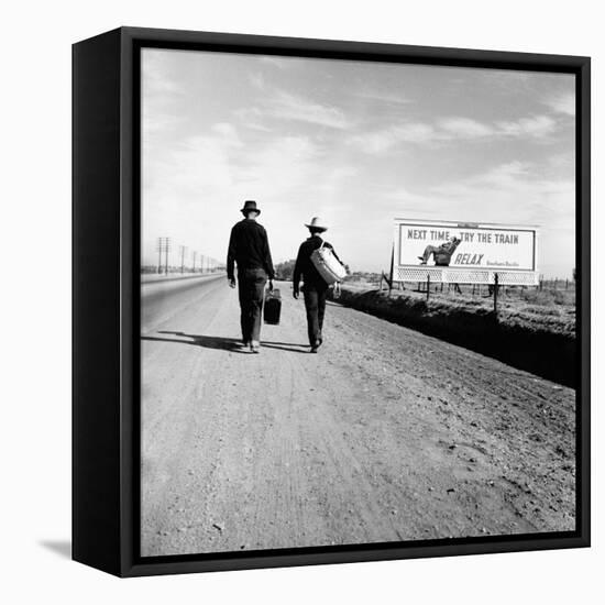 Next Time Try the Train Relax Southern Pacific, March 1937-Dorothea Lange-Framed Stretched Canvas