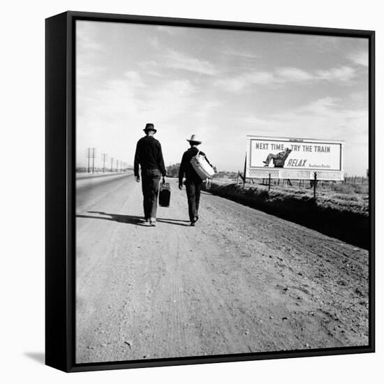 Next Time Try the Train Relax Southern Pacific, March 1937-Dorothea Lange-Framed Stretched Canvas