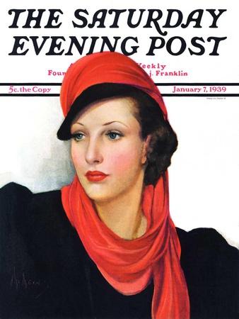 "Portrait in Black and Red," Saturday Evening Post Cover, January 7, 1939