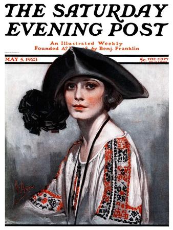 "Woman in Embroidered Blouse," Saturday Evening Post Cover, May 5, 1923