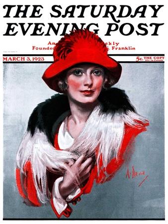 "Woman in Red Hat," Saturday Evening Post Cover, March 3, 1923