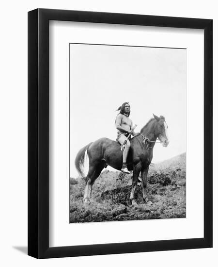 Nez Perce Indian on Horseback Edward Curtis Photograph-Lantern Press-Framed Art Print