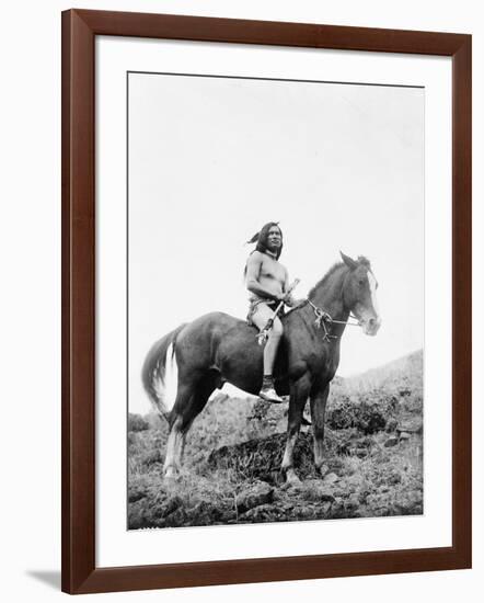 Nez Perce Indian on Horseback Edward Curtis Photograph-Lantern Press-Framed Art Print