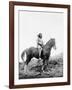 Nez Perce Indian on Horseback Edward Curtis Photograph-Lantern Press-Framed Art Print