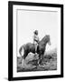 Nez Perce Indian on Horseback Edward Curtis Photograph-Lantern Press-Framed Art Print