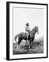 Nez Perce Indian on Horseback Edward Curtis Photograph-Lantern Press-Framed Art Print