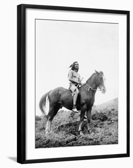 Nez Perce Indian on Horseback Edward Curtis Photograph-Lantern Press-Framed Art Print