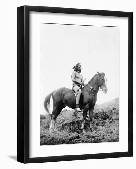 Nez Perce Indian on Horseback Edward Curtis Photograph-Lantern Press-Framed Art Print