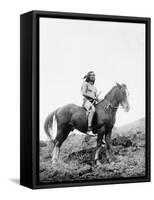 Nez Perce Indian on Horseback Edward Curtis Photograph-Lantern Press-Framed Stretched Canvas