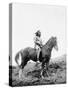 Nez Perce Indian on Horseback Edward Curtis Photograph-Lantern Press-Stretched Canvas