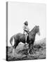 Nez Perce Indian on Horseback Edward Curtis Photograph-Lantern Press-Stretched Canvas