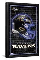 NFL Baltimore Ravens - Neon Helmet 23-Trends International-Framed Poster