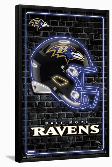 NFL Baltimore Ravens - Neon Helmet 23-Trends International-Framed Poster