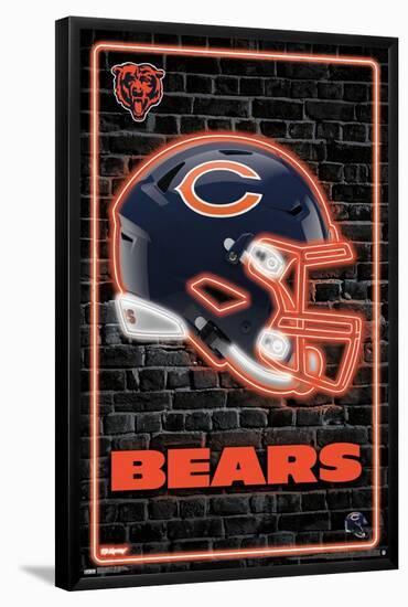 NFL Chicago Bears - Neon Helmet 23-Trends International-Framed Poster