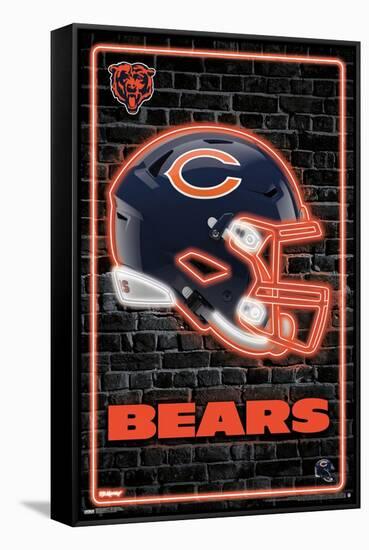 NFL Chicago Bears - Neon Helmet 23-Trends International-Framed Stretched Canvas