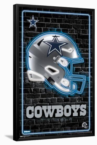 NFL Dallas Cowboys - Neon Helmet 23-Trends International-Framed Poster