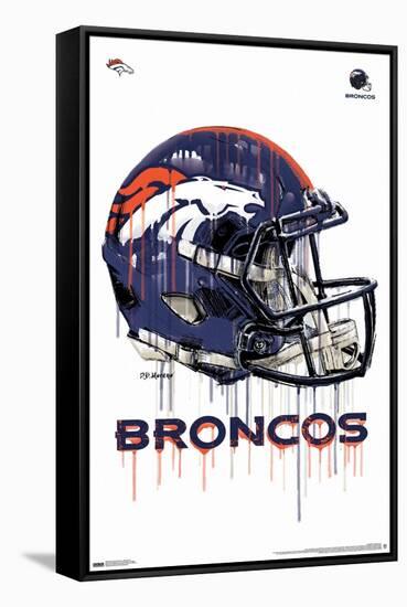 NFL Denver Broncos - Drip Helmet 20-Trends International-Framed Stretched Canvas