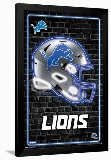 NFL Detroit Lions - Neon Helmet 23-Trends International-Framed Poster