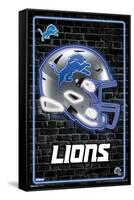 NFL Detroit Lions - Neon Helmet 23-Trends International-Framed Stretched Canvas