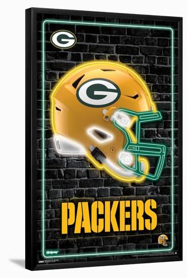 NFL Green Bay Packers - Neon Helmet 23-Trends International-Framed Poster