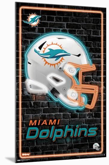 NFL Miami Dolphins - Neon Helmet 23-Trends International-Mounted Poster