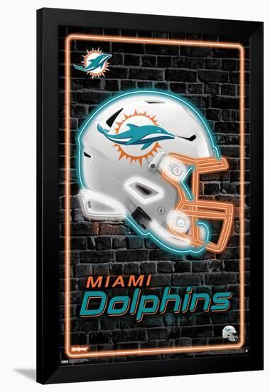 NFL Miami Dolphins - Neon Helmet 23-Trends International-Framed Poster