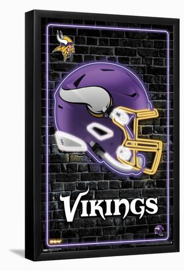 NFL Minnesota Vikings - Neon Helmet 23-Trends International-Framed Poster