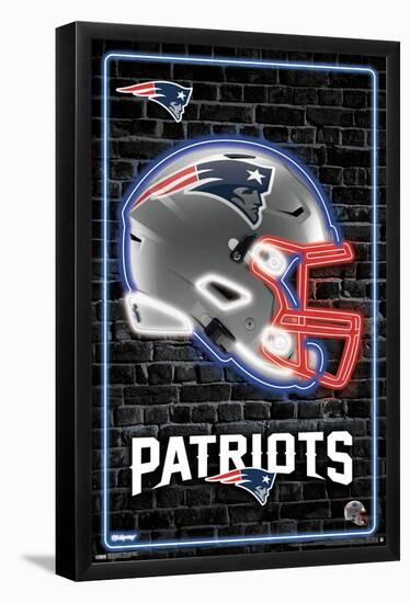 NFL New England Patriots - Neon Helmet 23-Trends International-Framed Poster