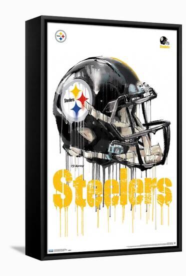 NFL Pittsburgh Steelers - Drip Helmet 20-Trends International-Framed Stretched Canvas