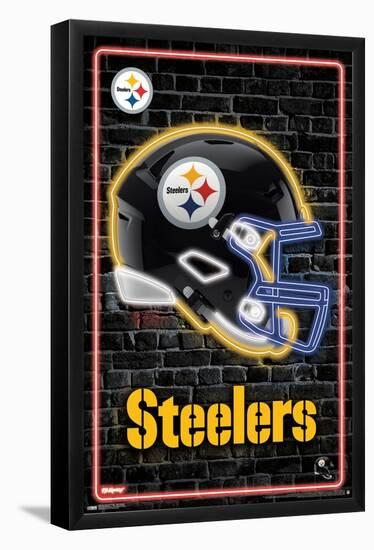 NFL Pittsburgh Steelers - Neon Helmet 23-Trends International-Framed Poster