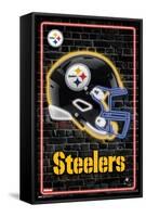 NFL Pittsburgh Steelers - Neon Helmet 23-Trends International-Framed Stretched Canvas