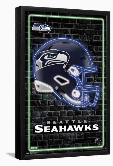 NFL Seattle Seahawks - Neon Helmet 23-Trends International-Framed Poster