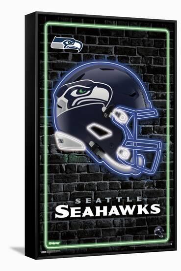 NFL Seattle Seahawks - Neon Helmet 23-Trends International-Framed Stretched Canvas