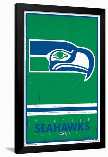 NFL Seattle Seahawks - Retro Logo 15-Trends International-Framed Poster