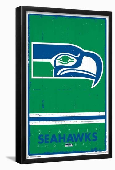 NFL Seattle Seahawks - Retro Logo 15-Trends International-Framed Poster