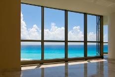 View of Tropical Beach Through Hotel Windows-nfsphoto-Framed Photographic Print