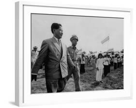 Ngo Dinh Diem, Visiting Refugee Settlements-John Dominis-Framed Premium Photographic Print