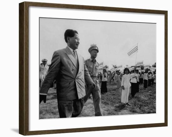 Ngo Dinh Diem, Visiting Refugee Settlements-John Dominis-Framed Premium Photographic Print