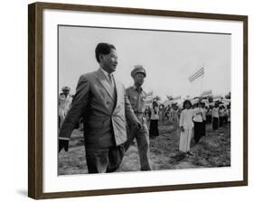 Ngo Dinh Diem, Visiting Refugee Settlements-John Dominis-Framed Premium Photographic Print