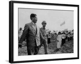 Ngo Dinh Diem, Visiting Refugee Settlements-John Dominis-Framed Premium Photographic Print