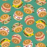 Bagels with Various Topping. Seamless Background Pattern. Vector Illustration-NGvozdeva-Framed Stretched Canvas