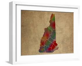 NH Colorful Counties-Red Atlas Designs-Framed Giclee Print