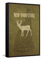 NH State Minimalist Posters-Red Atlas Designs-Framed Stretched Canvas
