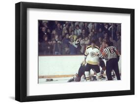 Nhl Boston Bruin Player Derek Sanderson in a Brawl Against Chicago Black Hawks-Art Rickerby-Framed Premium Photographic Print